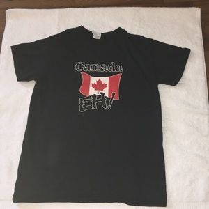 A black shirt with a Canadian flag